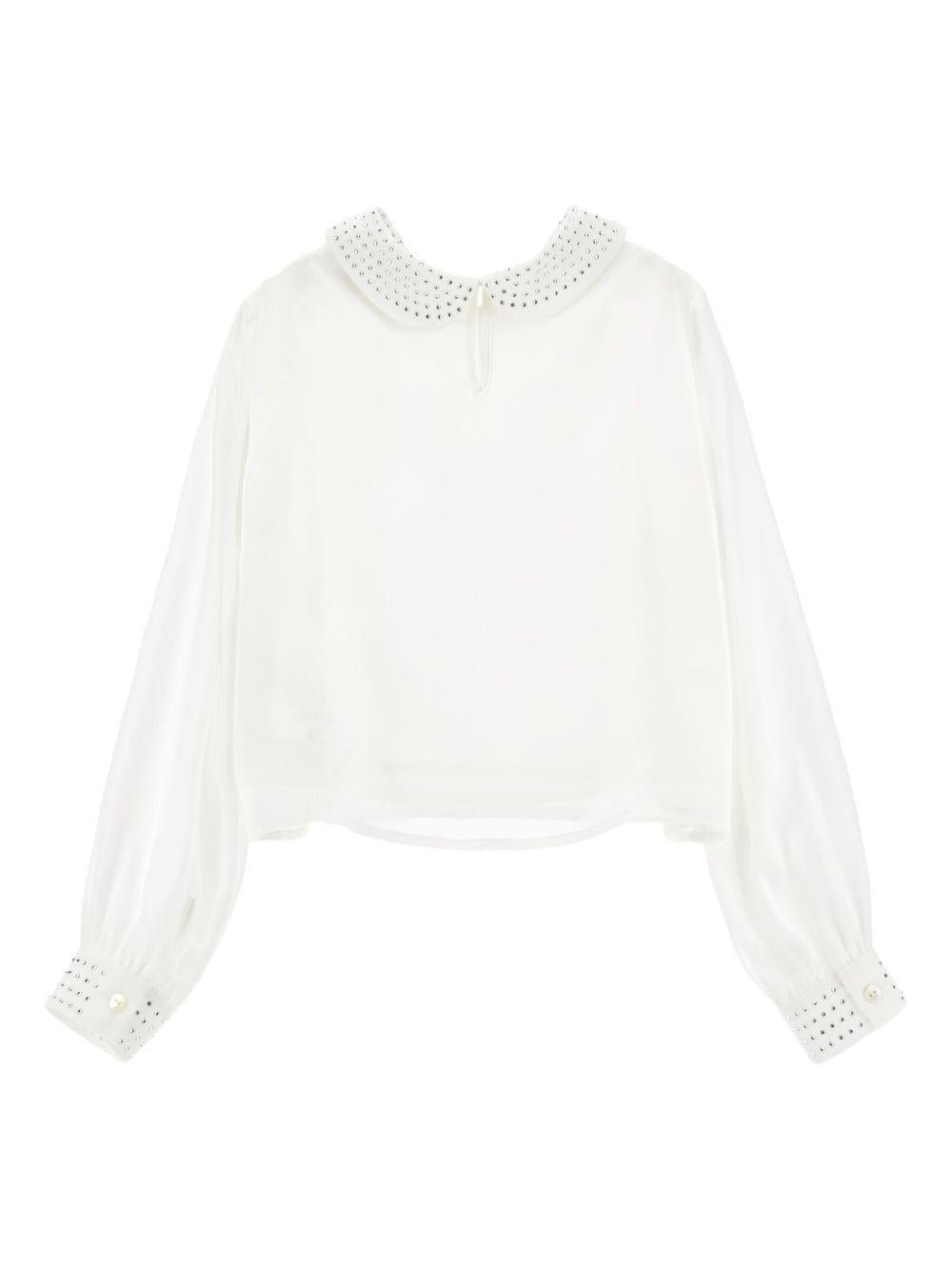 Blusa per bambina Monnalisa bianca con decorazione con strass - Rubino Kids