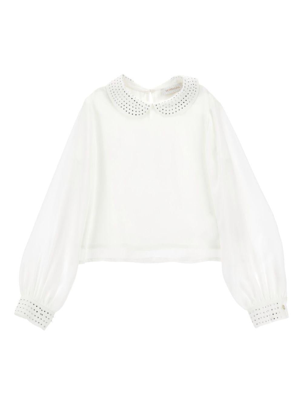 Blusa per bambina Monnalisa bianca con decorazione con strass - Rubino Kids