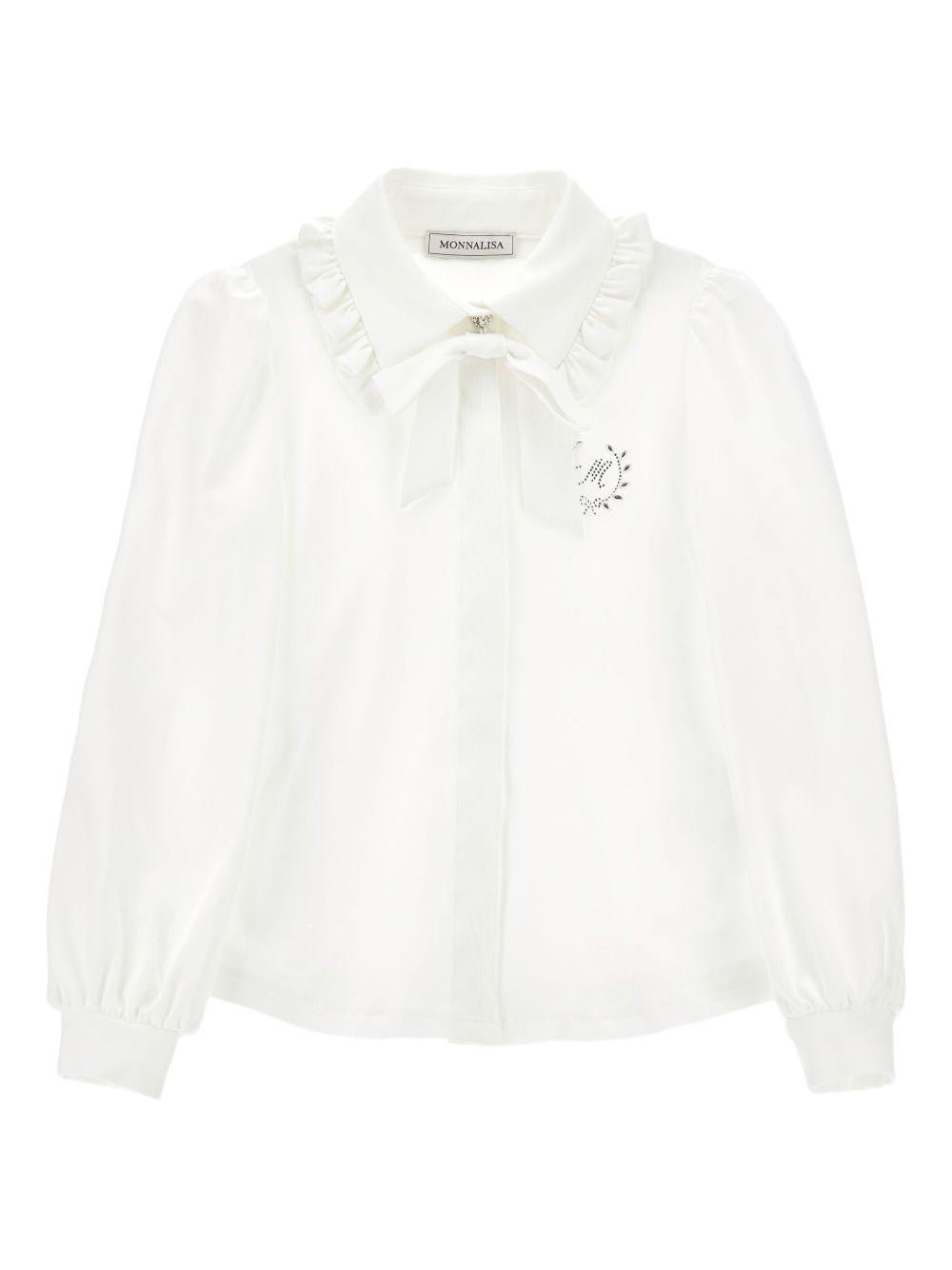 Blusa per bambina Monnalisa bianca con ruches - Rubino Kids
