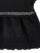 Blusa per bambina Monnalisa nera con finitura in pizzo - Rubino Kids