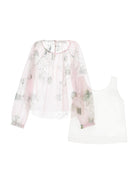Blusa per bambina Monnalisa rosa chiaro con stampa a fiori - Rubino Kids