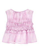 Blusa per bambina Monnalisa rosa con dettagli con ruches - Rubino Kids