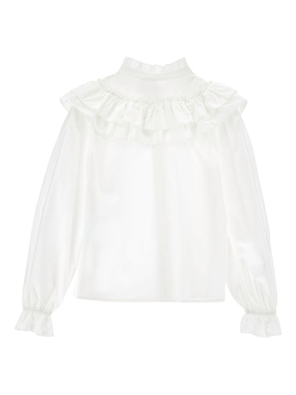 Blusa per bambina Philosophy Di Lorenzo Serafini Kids bianca con ruches - Rubino Kids