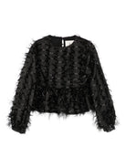 Blusa per bambina Simonetta nera con volant - Rubino Kids