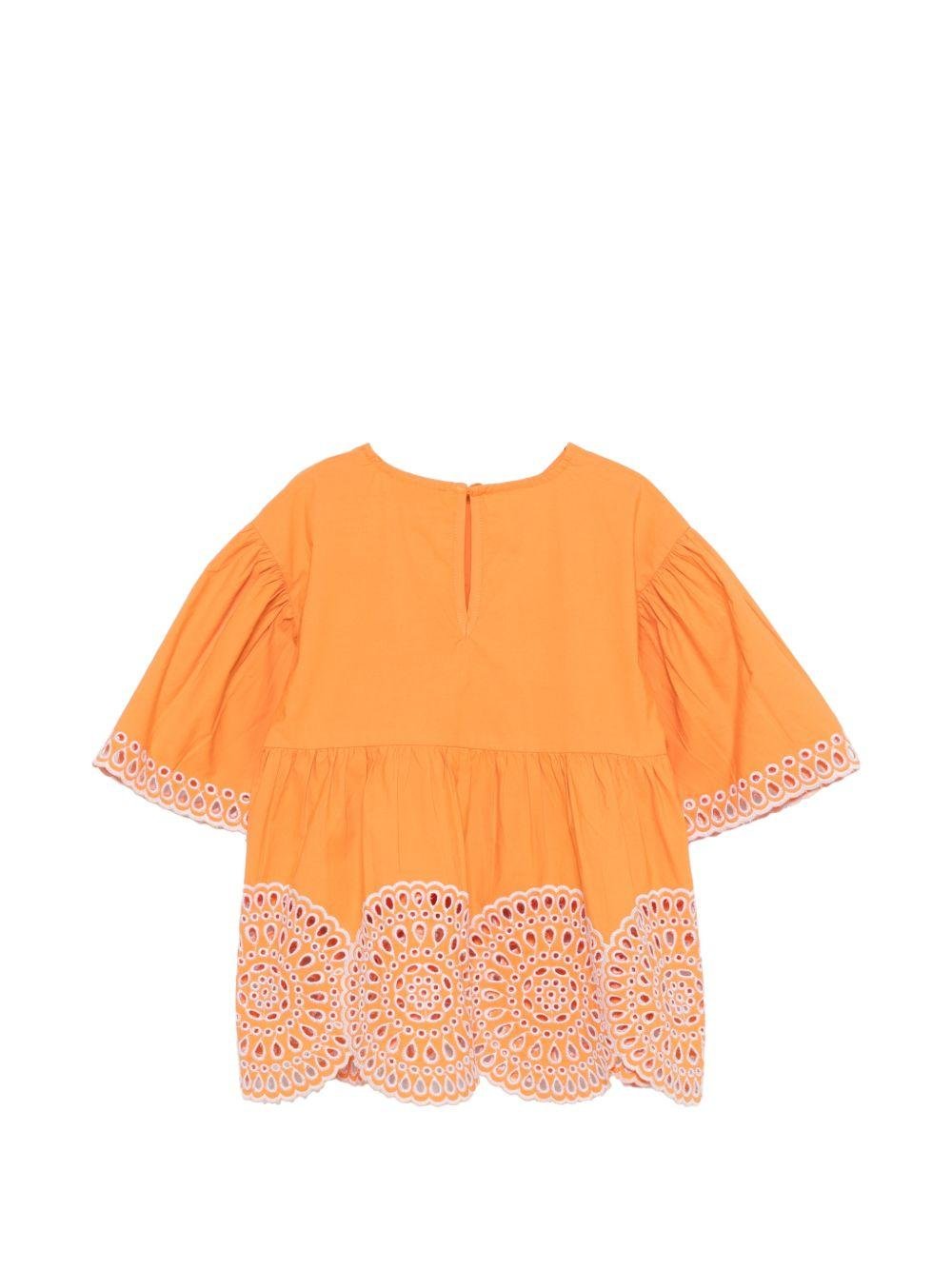 Blusa per bambina Stella McCarteny Kids arancione con dettagli ricamati - Rubino Kids