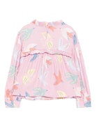Blusa per bambina Stella McCartney Kids rosa con stampa uccelli - Rubino Kids