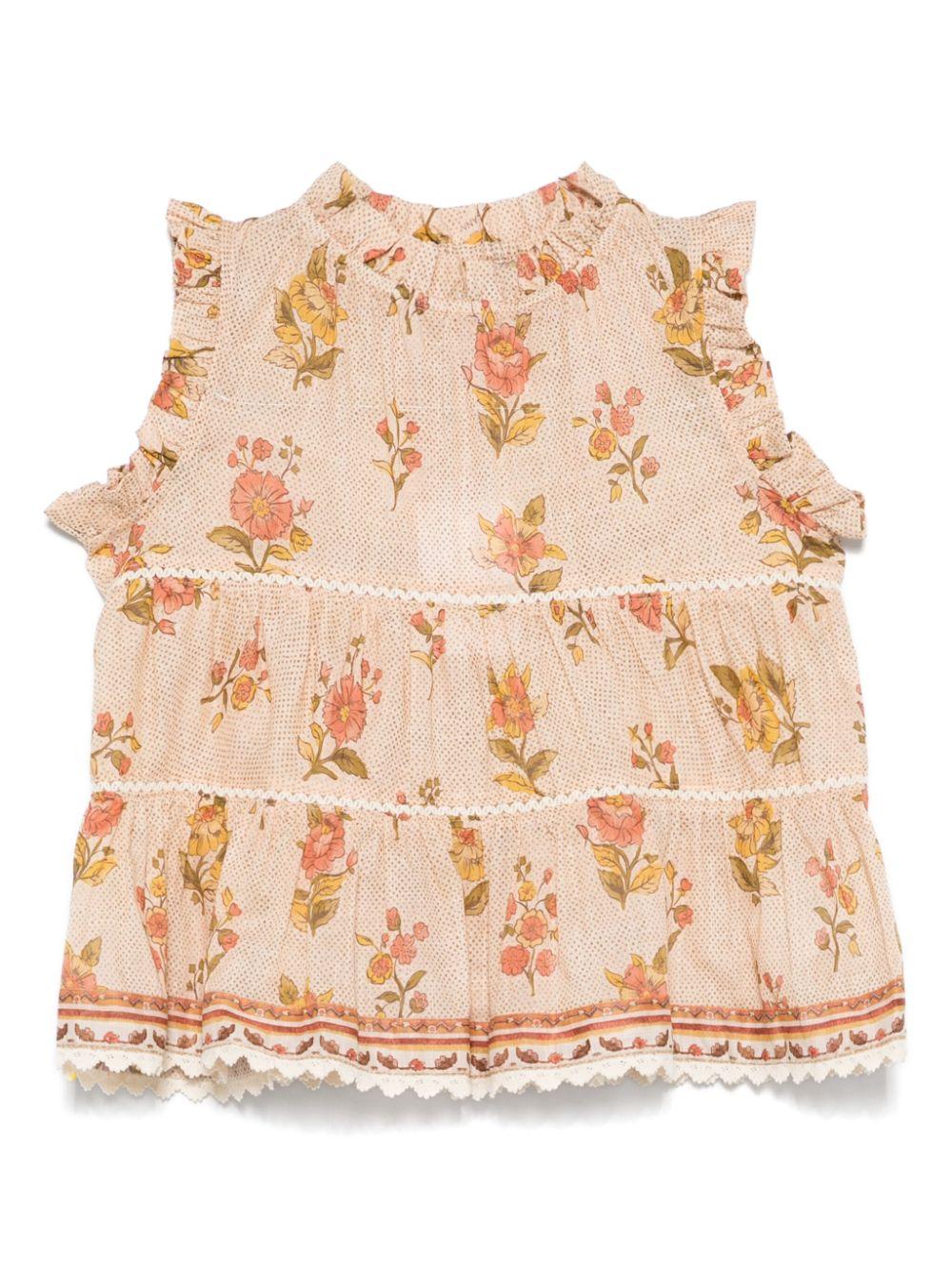 Blusa per bambina Zimmermann Kids beige con stampa floreale - Rubino Kids
