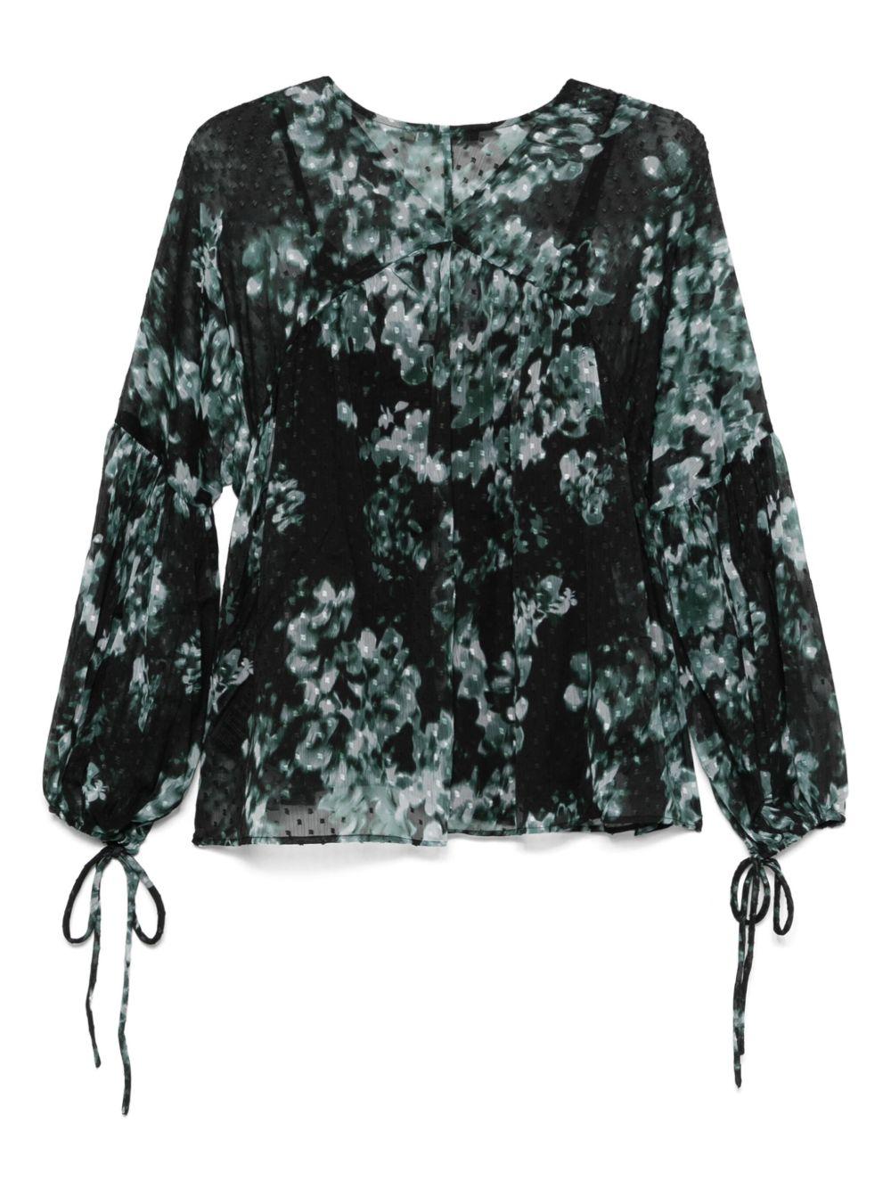 Blusa per donna Scotch & Soda Fil Coupe nero con scollo a V - Rubino Kids