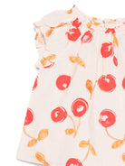 Blusa per neonata Bonpoint beige con stampa ciliegie all - over - Rubino Kids