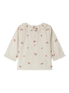 Blusa per neonata Bonpoint bianco con ricamo con ciliegie - Rubino Kids