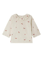 Blusa per neonata Bonpoint bianco con ricamo con ciliegie - Rubino Kids