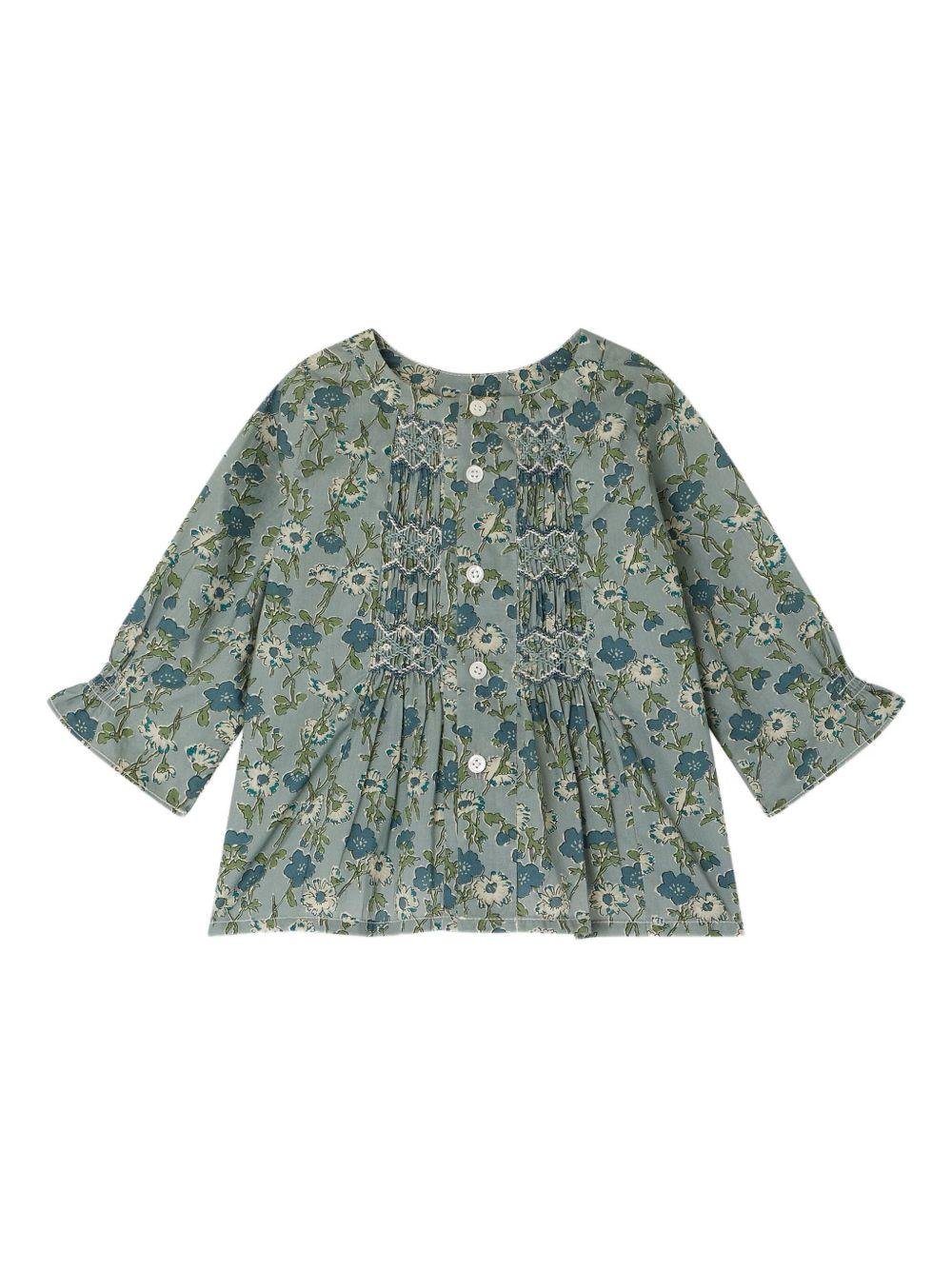 Blusa per neonata Bonpoint Blissi verde con motivo a fiori - Rubino Kids