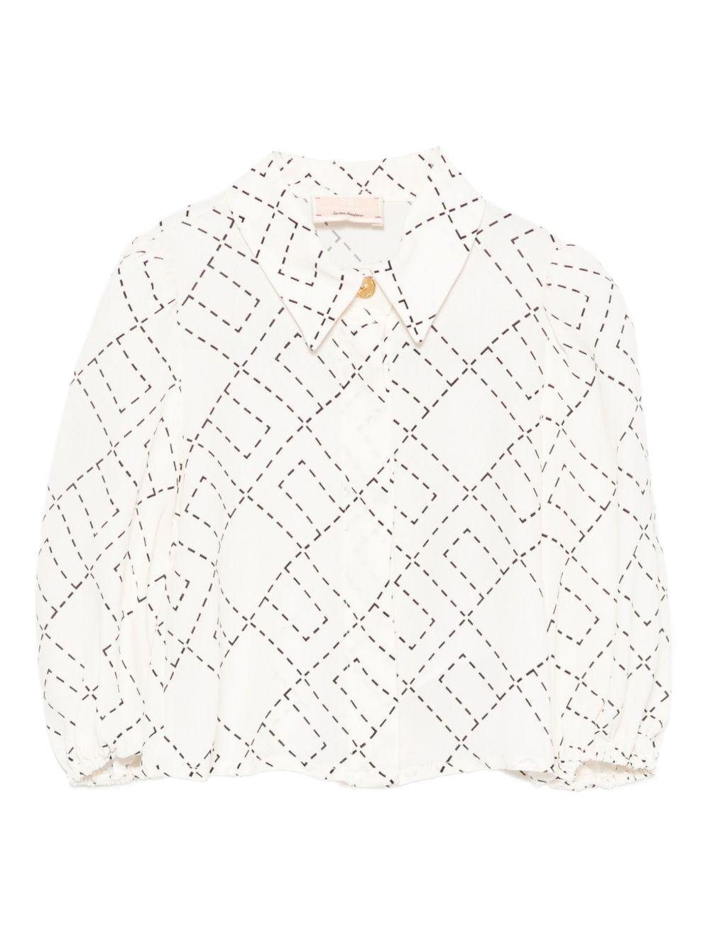 Blusa per neonata Elisabetta Franchi La Mia Bambina bianco con stampa monogramma - Rubino Kids