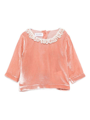 Jesurum Baby pink blouse with lace collar for newborn girls