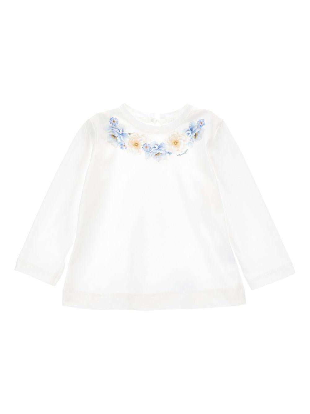 Blusa per neonata Monnalisa bianca con stampa a fiori - Rubino Kids