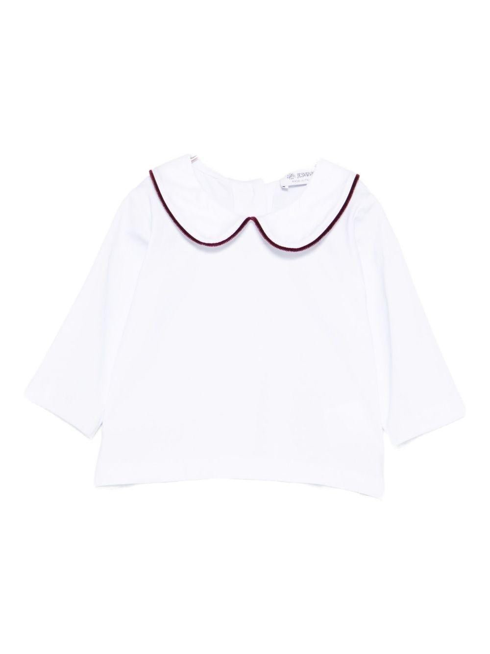 Blusa per neonati Jesurum Baby bianca con colletto con dettaglio rosso - Rubino Kids