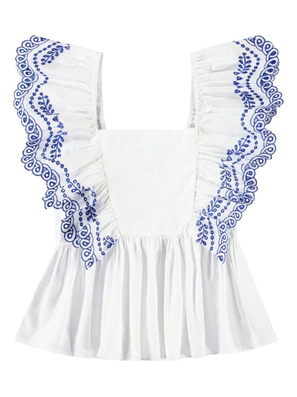 Blusa Rosamond per bambina Molo bianco con dettagli con ruches - Rubino Kids