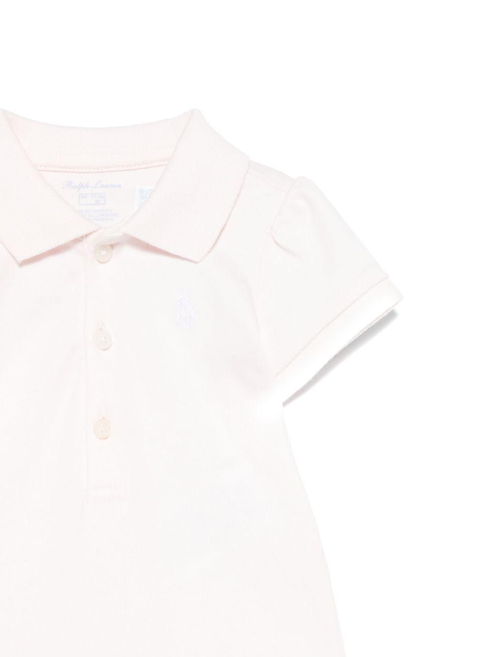 Body con ricamo Polo Pony per neonata POLO RALPH LAUREN KIDS rosa con colletto stile polo - Rubino Kids
