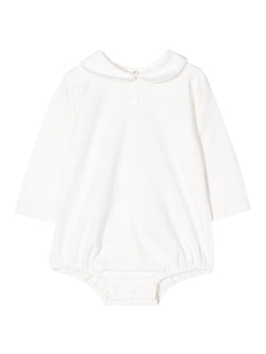 Paz Rodriguez white cotton baby bodysuit with decorative stitching