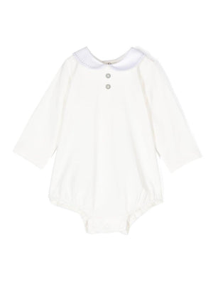 Paz Rodriguez white cotton baby bodysuit with decorative stitching