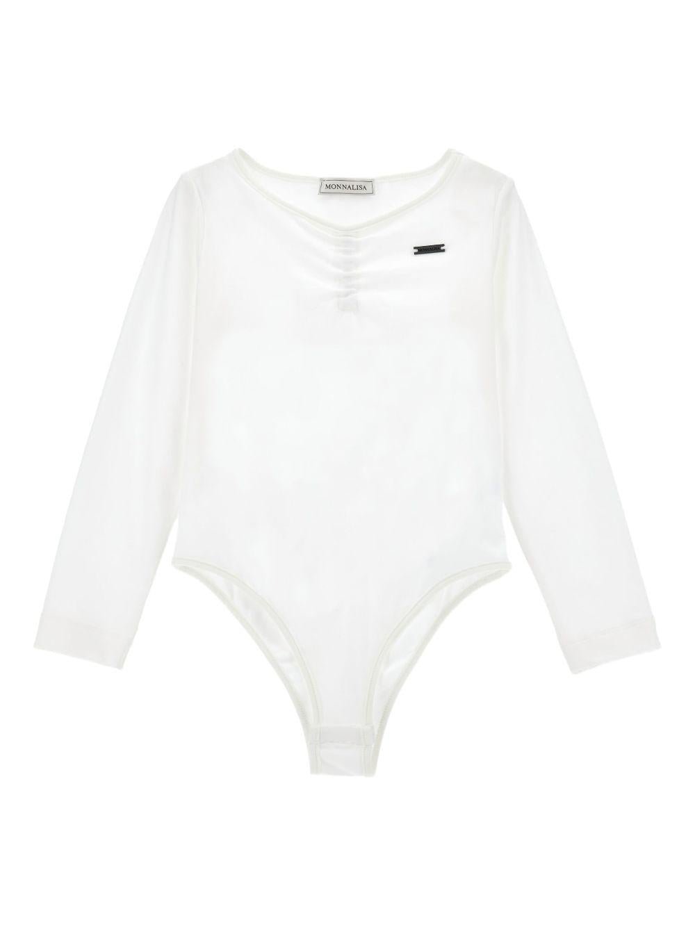 Body per bambina Monnalisa bianco con scollo ampio - Rubino Kids