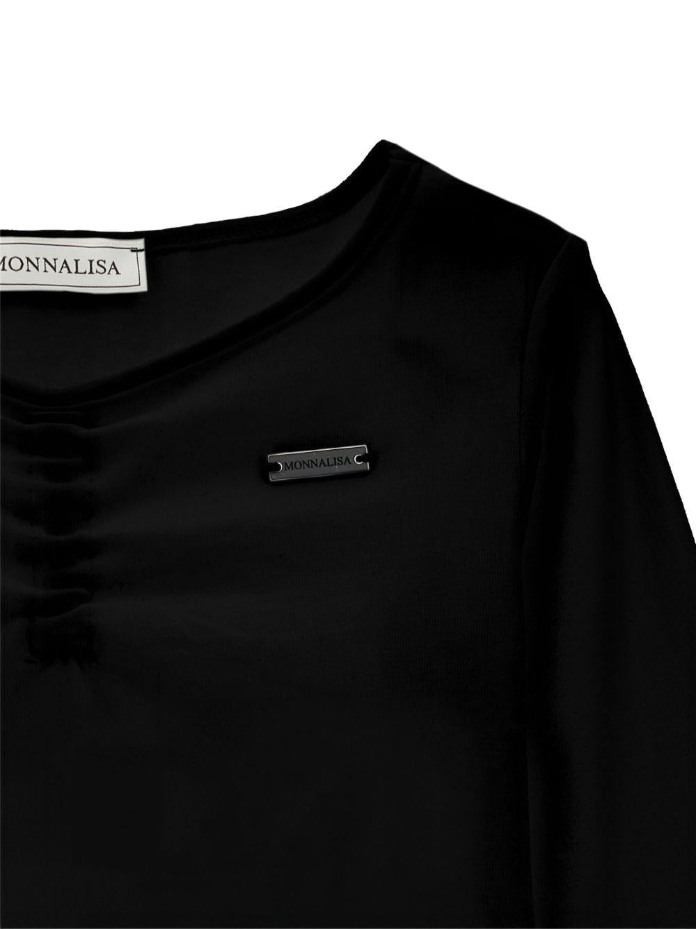 Body per bambina Monnalisa nero con scollo ampio - Rubino Kids