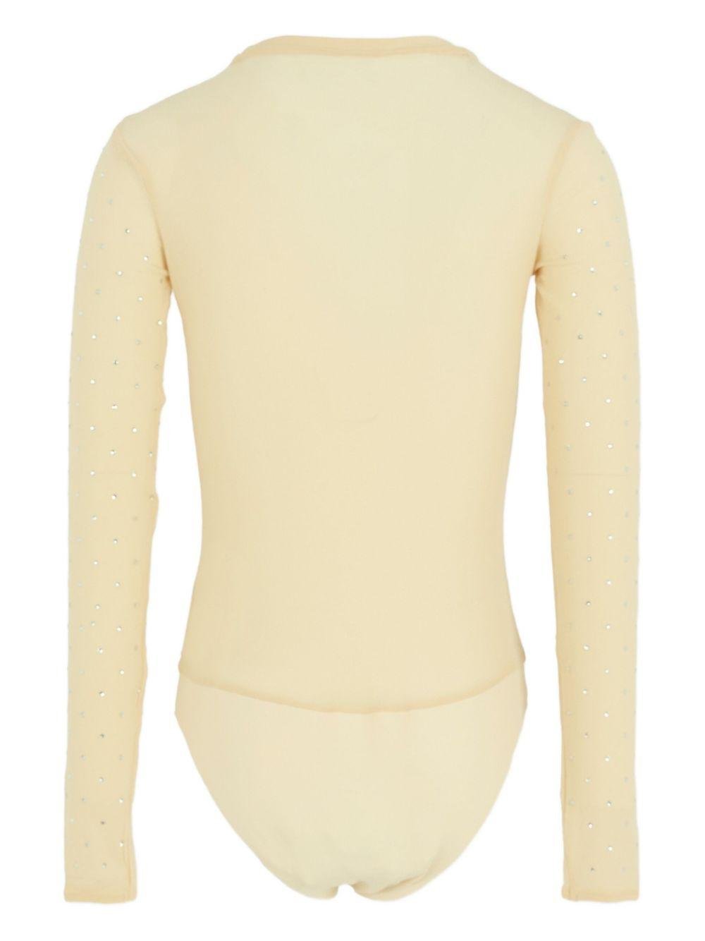 Body per bambina Pinko Kids beige con decorazioni a cristalli - Rubino Kids