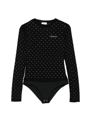 Body per bambina Pinko Kids nero con decorazioni in strass