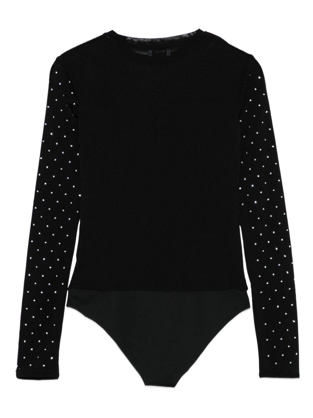 Body per bambina Pinko Kids nero con decorazioni in strass - Rubino Kids