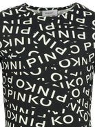 Body per bambina Pinko Kids nero con logo all - over - Rubino Kids