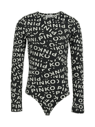 Body per bambina Pinko Kids nero con logo all - over - Rubino Kids