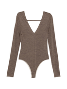 Body per donna ALYSI marrone con scollo a V - Rubino Kids