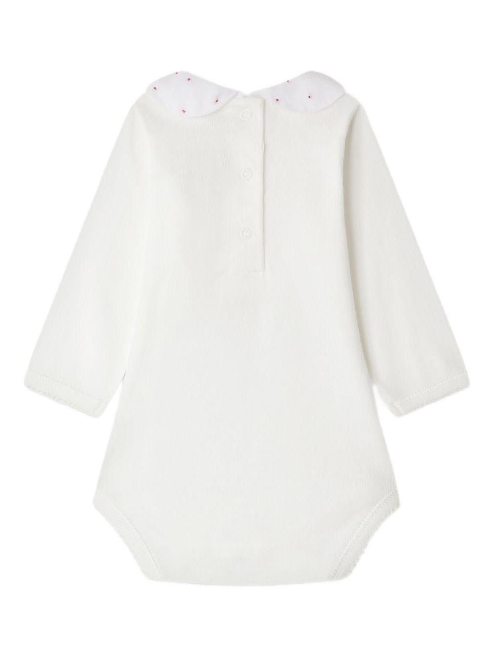 Body per neonata Bonpoint bianco con colletto ricamato - Rubino Kids