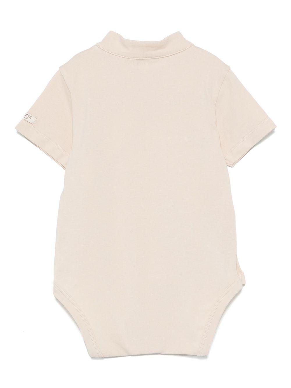 Body per neonata Donsje Frenky beige con dettaglio con ricamo ad ape - Rubino Kids