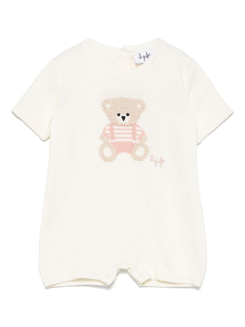 Body per neonata Il Gufo beige con ricamo Bear - Rubino Kids