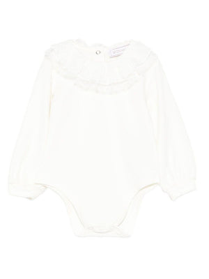 Monnalisa white baby girl bodysuit with ruffles