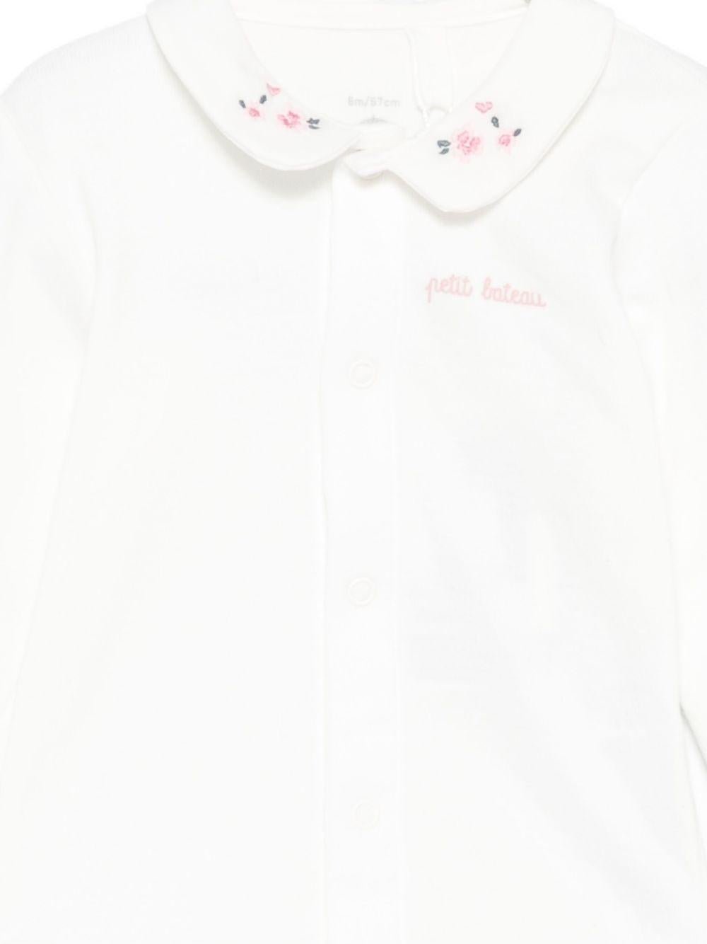 Body per neonata Petit Bateau bianco con ricamo a fiori - Rubino Kids