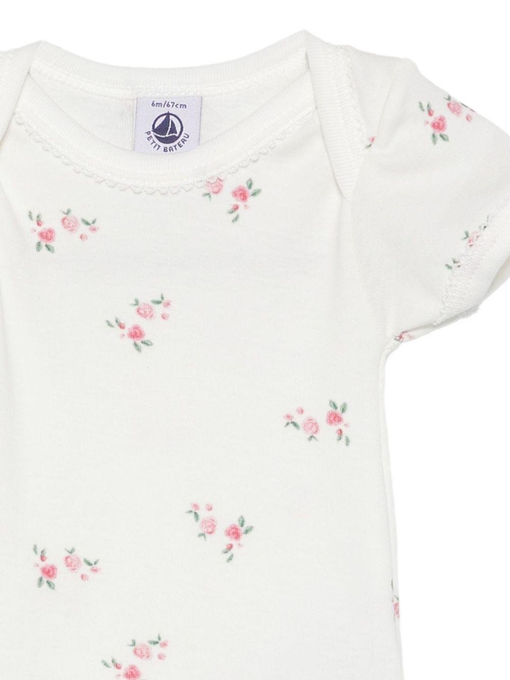Body per neonata Petit Bateau multicolore con stampa a rose (confezione da tre) - Rubino Kids