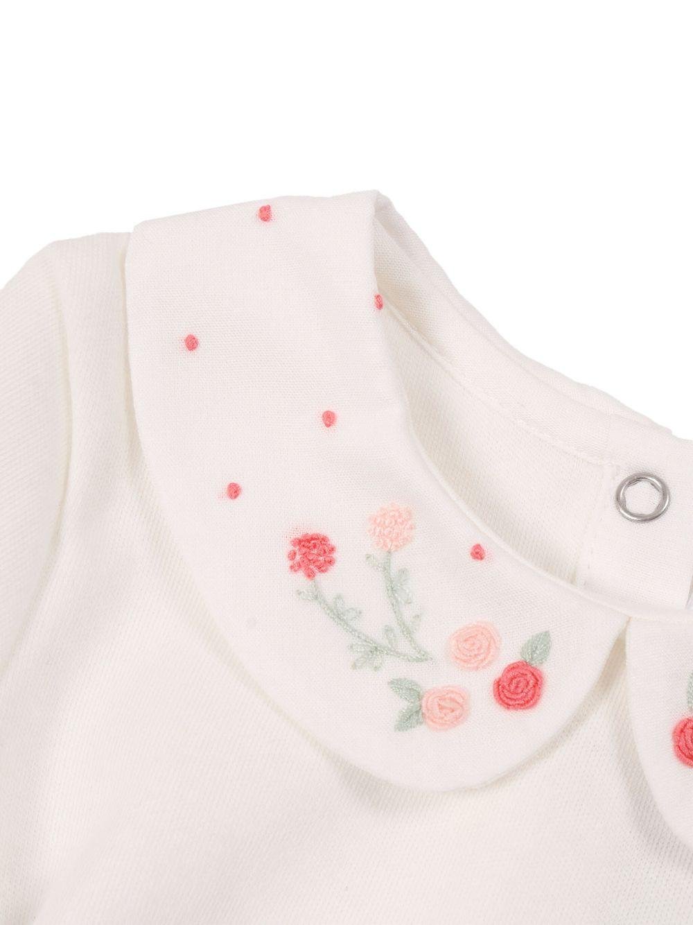 Body per neonata Tartine Et Chocolat bianco con ricamo a fiori - Rubino Kids