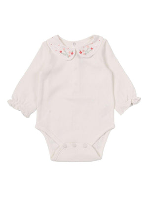 Tartine Et Chocolat white baby girl bodysuit with floral embroidery