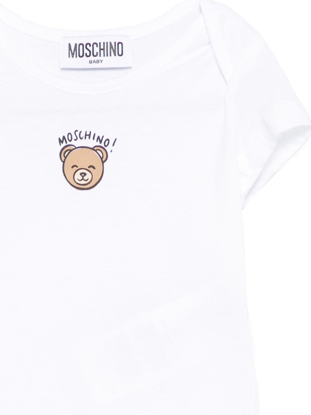 Body per neonati Moschino Kids bianco con stampa Teddy Bear - Rubino Kids