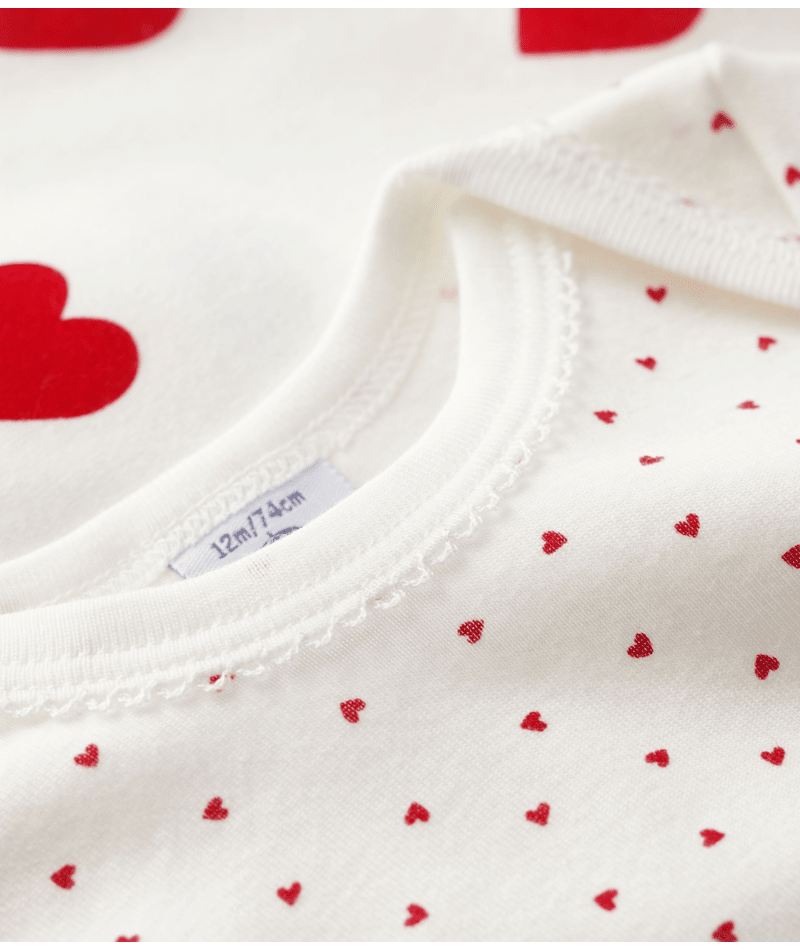 Body per neonati Petit Bateau bianco con fantasia a cuori - Rubino Kids
