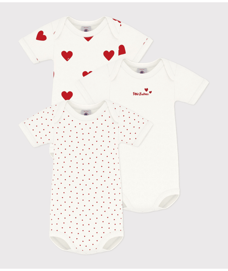 Body per neonati Petit Bateau bianco con fantasia a cuori - Rubino Kids