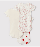 Body per neonati Petit Bateau bianco con fantasia a cuori - Rubino Kids