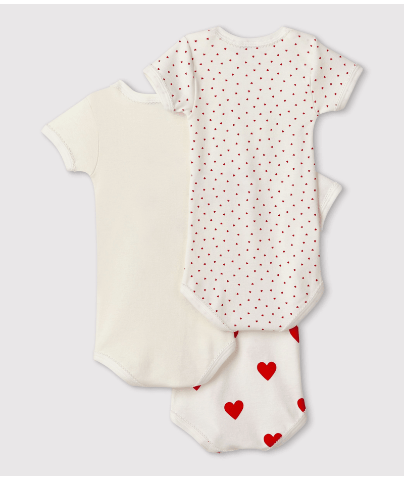 Body per neonati Petit Bateau bianco con fantasia a cuori - Rubino Kids