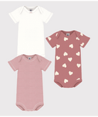 Body per neonati Petit Bateau rosa e bianco con fantasia a cuori - Rubino Kids