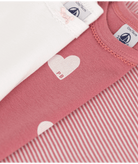 Body per neonati Petit Bateau rosa e bianco con fantasia a cuori - Rubino Kids