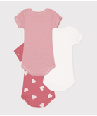 Body per neonati Petit Bateau rosa e bianco con fantasia a cuori - Rubino Kids