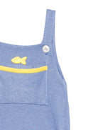 Body per neonato Gensami Kids blu con cinturini con bottone e tasca frontale applicata - Rubino Kids