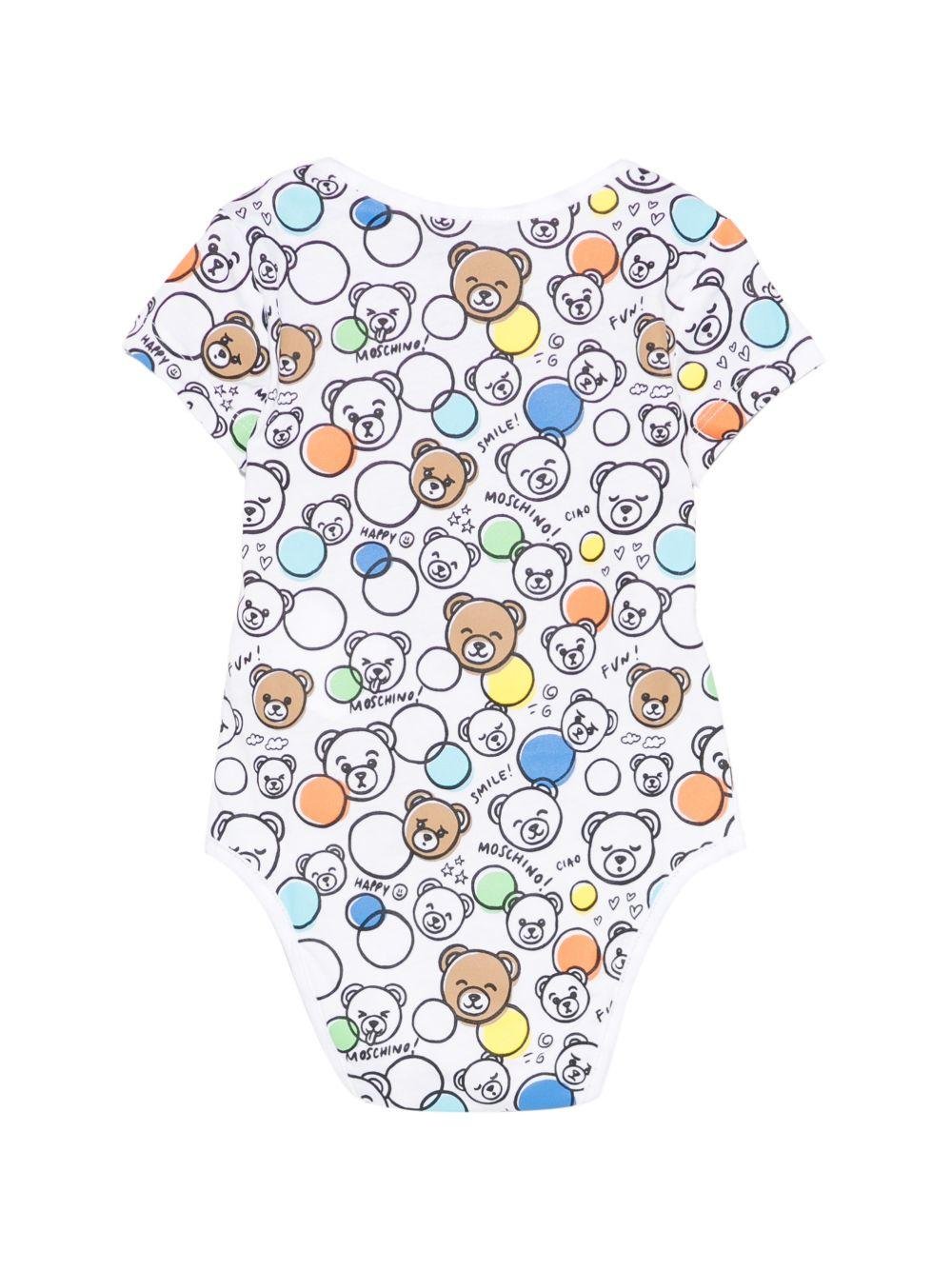Body per neonato Moschino Kids bianco con stampa all - over - Rubino Kids